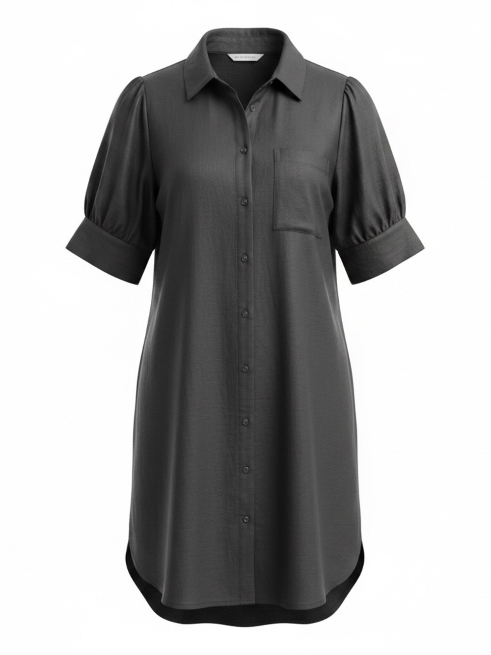 Old Navy Black Short-Sleeve Midi Shirt Dress. linen blend.